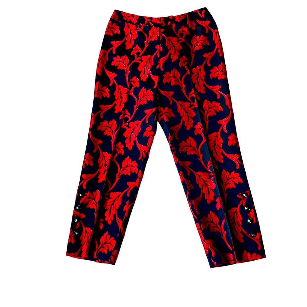 JULIANA COLLEZIONE red & black brocade pants, size 4, EUC